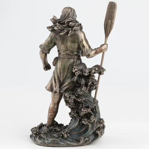 Vista 5 de Veronese Design 10 3/8 pulgadas de alto Njord nórdico dios del viento y el mar vikingo nórdico fundido en frío de resina bronceada escultura