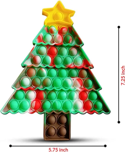 Vista 2 de Juguete para ansiedad de Navidad con forma de árbol y poppit, regalo de Navidad, para niños, adultos, niños, divertido juego de empuje, alivio