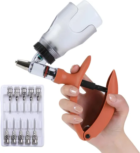 Vista 8 de Pistola de inyección para ganado de 5ML, pistola de inyección automática de recarga continua con botella ajustable, pistola de inyección