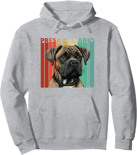 Vista 3 de Presa Canario Dog Retro Dad Papa Pet Lover Cute Paw Mama Mom Pullover Hoodie