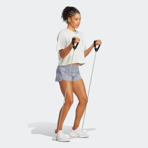 Vista 4 de adidas Pantalones cortos jaspeados de 3 rayas Pacer para mujer