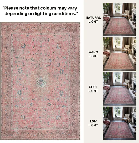 Vista 166 de GLN Rugs Traditional Collection - Alfombra de felpilla lavable a máquina, tradicional lavable, antideslizante, alfombra de felpilla de pelo corto