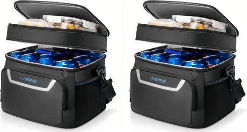 Vista 10 de EVERFUN Pequeña bolsa más fresca 24 latas doble cubierta impermeable Negro