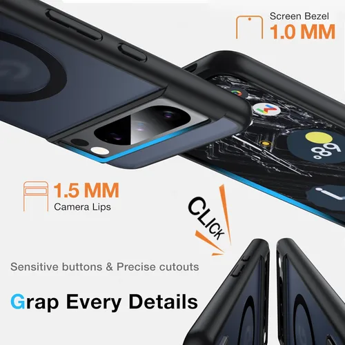 Vista 6 de Funda para Google Pixel 8 Pro con MagSafe [Soporte Ajustable][Carga Mientras Está de Pie][Militar a Prueba de Golpes] Parachoques de Silicona Suave