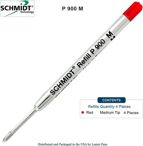 Vista 2 de Paquete de 4 repuestos de bolígrafo estilo Schmidt Parker de tinta roja Med-Red P900