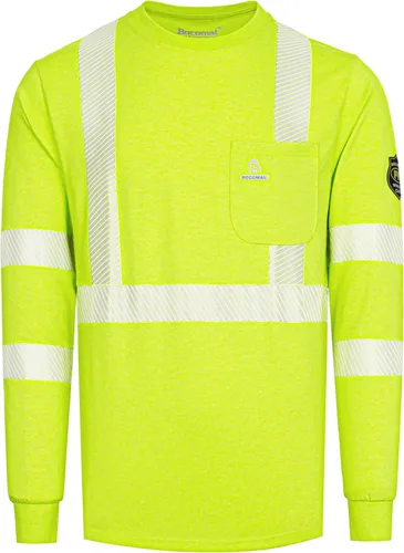 Vista 11 de BOCOMAL Men's FR Shirts Hi-Vis Reflective Flame Resistant Safety Crew Tee Camiseta negra/Hi Vis