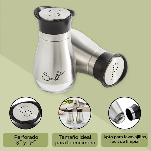 Vista 4 de Salero y pimentero, elegante diseño 4 pulgadas acero inoxidable de alto grado