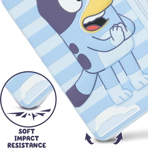 Vista 5 de Bluey Funda para iPad para Niños - Funda 10.2 para iPad de 9ª/8ª/7ª Generación - 2019/2020/2021 Funda para Tablet con Soporte, Protector de Silicona