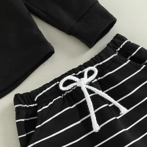 Vista 5 de Conjunto de ropa para niños pequeños, sudadera de retazos, manga larga, pantalones sólidos, para otoño e invierno