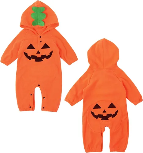 Vista 2 de Le SSara Disfraz de calabaza de Halloween con capucha para bebé, disfraz de Navidad