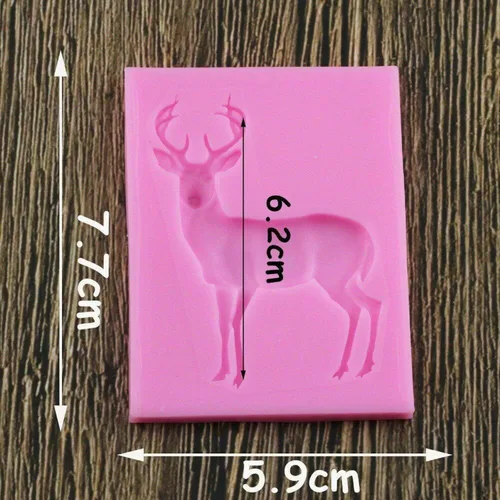Vista 2 de ausuky Molde de forma de ciervo de Navidad 3D Craft Jabón Silicona Fondant Cake Decoración Molde