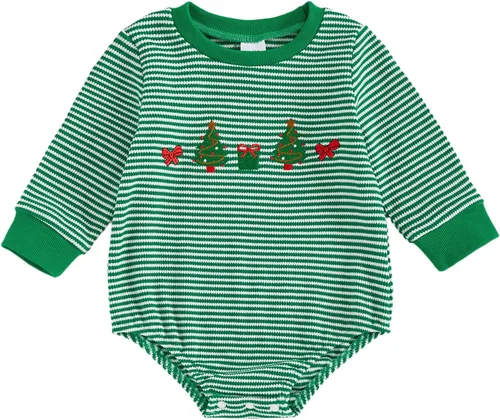 Vista 31 de MERSARIPHY Ropa de Navidad para bebé, sudadera para bebé, niño, niña, mameluco de Papá Noel para bebé, trajes de otoño e invierno Waffle