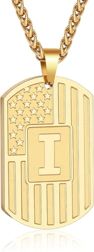 Vista 56 de Bellino Regalos de graduación – Collar con letra inicial de la A a la Z para hombres, niños, adolescentes, acero inoxidable, bandera estadounidense