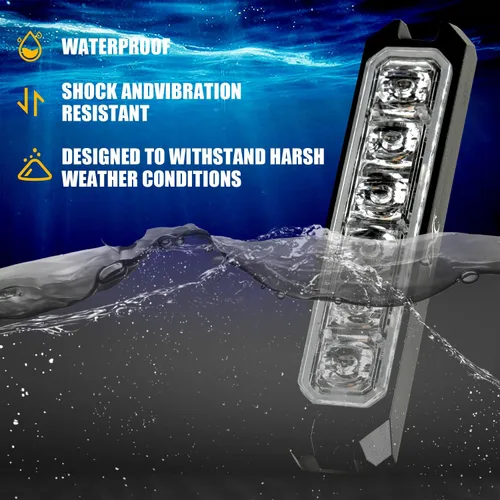 Vista 3 de Purishion - Luz estroboscópica con 6 luces LED color ámbar, impermeable, para barra de precaución, 10 patrones intermitentes, apto para automóvil