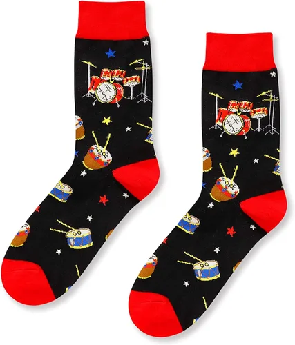 Vista 4 de HAPPYPOP Calcetines divertidos de música para hombres, regalos novedosos, regalos para amantes de la música, regalos para hombres, Multi