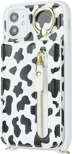 Vista 9 de Funda para iPhone 11 con tarjetero para mujer, iPhone 11 con correa y ranuras para tarjetas de crédito, bandolera con cremallera y función atril, a