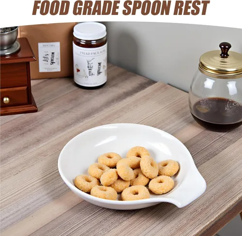 Vista 6 de Let's Spoon - Soporte para cuchara de cerámica para cafetería y cocina, 3.5 x 3.9 pulgadas, soporte para cuchara pequeña para estufa, bonito