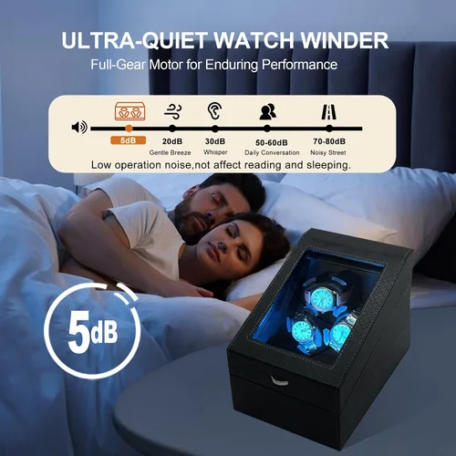 Vista 2 de Watch Winder + Watch Storage Box with Japanese Quiet Motor