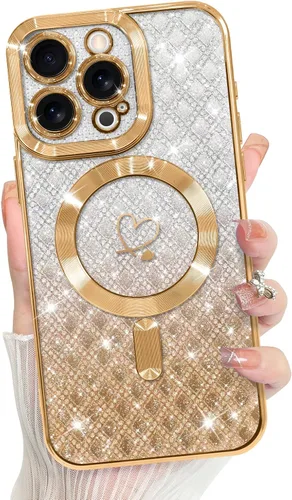 Vista 46 de Bonoma Compatible with iPhone 17 Pro Max Case 2025 Heart Checkered -Gold A cuadros-oro