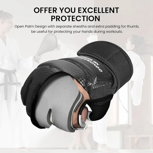 Vista 4 de Taekwondo Sparring Gear - Guantes protectores de manos y pies, color blanco, para boxeo, kickboxing, ajuste para adultos, hombres, mujeres y niños