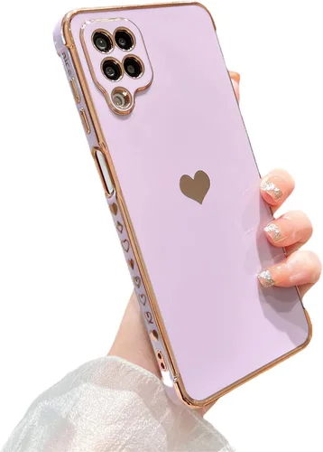 Vista 143 de phylla Funda de teléfono compatible con Samsung Galaxy A12 de 6.5 pulgadas, lindo corazón chapado en oro, elegante funda de lujo para mujer