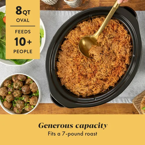 Vista 2 de Crock-Pot Olla de Cocción Lenta Programable Grande de 8 Cuartos con Ajuste de Calentamiento Automático, Acero Inoxidable Negro