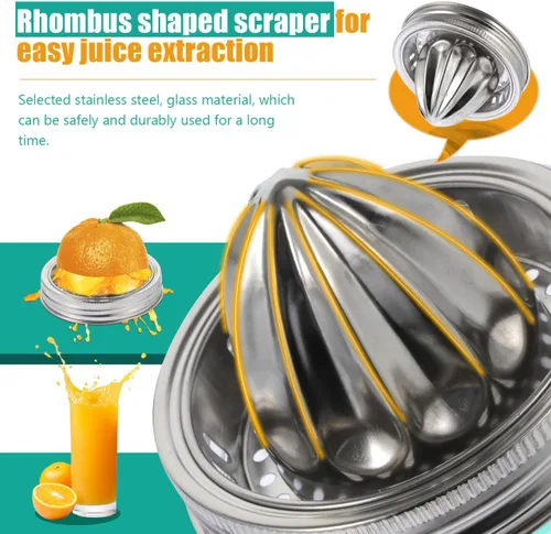 Vista 7 de Exprimidor manual de cítricos de acero inoxidable para el hogar, cocina, exprimidor de frutas para extracción rápida de jugo, herramienta de prensa