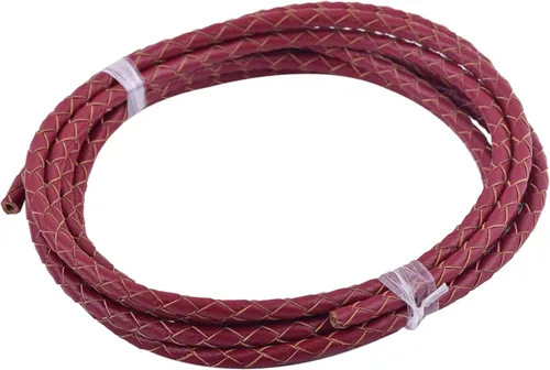 Vista 25 de 2 yardas 8.0mm Cordón redondo de cuero trenzado auténtico marrón antiguo para corbata de bolo