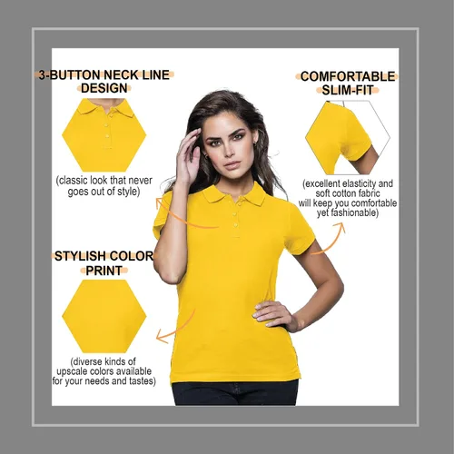 Vista 4 de FRESH TEE Polo de manga corta 100% algodón ajustado para mujer