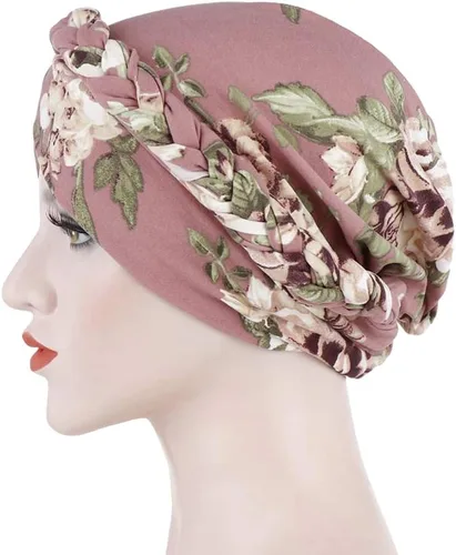 Vista 3 de Privnoone Turbante trenzado bonito casquillo impreso