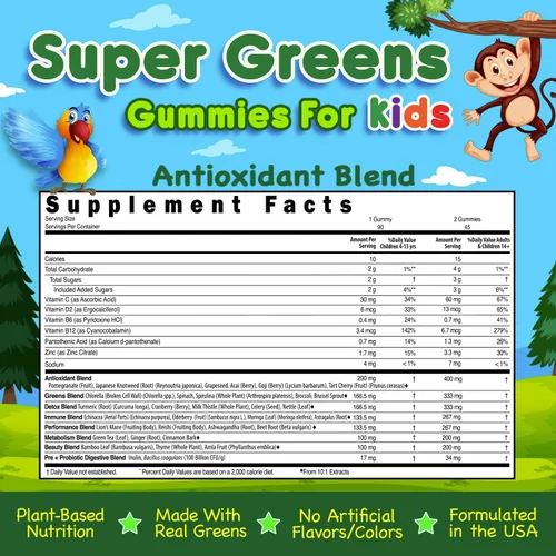 Vista 6 de Infusions - Gomitas súper verdes para niños, 90 unidades, superalimento, suaves y deliciosas, 8 potentes mezclas, aptas para veganos, sin gluten