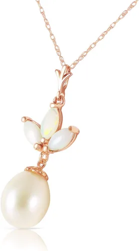 Vista 3 de Galaxy Gold GG Collar de oro rosa amarillo, blanco de 14k con perlas cultivadas en agua dulce y ópalos
