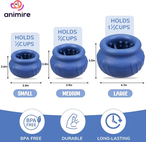 Vista 6 de Wobbly Juguete de Enriquecimiento para Lamer para Perros, Cuenco de Lamer Congelado Rellenable para Mantener Ocupados a los Perros, Juguete Azul
