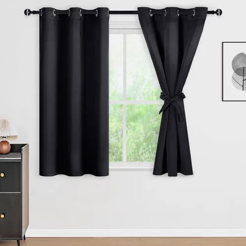 Vista 57 de DWCN - Cortinas 100% opacas para dormitorio con forro negro, cortinas de ventana de doble capa con aislamiento térmico que oscurecen toda la Azul