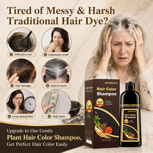 Vista 3 de Champú de tinte para el cabello 3 en 1, cobertura de canas durante 3 a 4 semanas, champú para colorear negro para todo tipo de cabello, fórmula