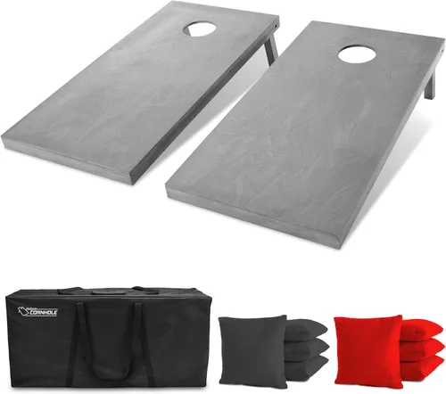Vista 11 de GoSports 4 ft x 2 ft Regulation Size Wooden Cornhole Boards Set with Light Gray Finish - Includes Carrying Case Estrellas y rayas americanas