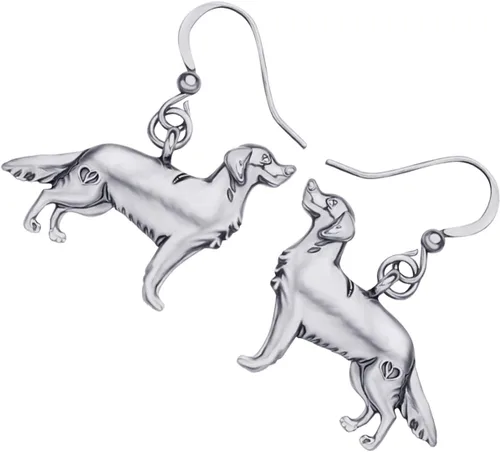 Vista 3 de NEWEI Bonitos aretes de Golden Retriever para mujeres, aretes colgantes para perros, adolescentes, niñas, perros y mamás, Zinc, No es una piedra