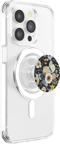 Vista 3 de Patrón floral botánico bohemio de flores silvestres (negro) PopSockets MagSafe PopGrip para iPhone
