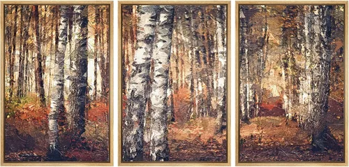 Vista 301 de wall26 Lienzo enmarcado para pared, juego de arte de acuarela pastel, paisaje rural, ilustraciones con formas abstractas, arte moderno, decorativo