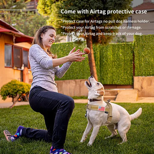 Vista 5 de Annchwool Arnés para perro sin tirones con funda para Airtag y dos parches, ajuste rápido y arnés reflectante a prueba de escapes, arnés de chaleco