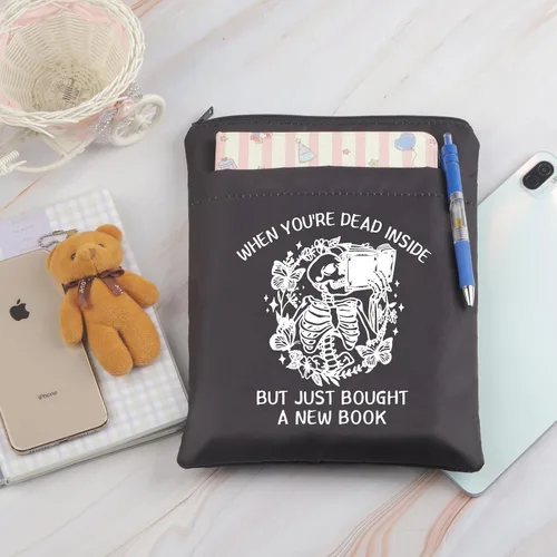 Vista 5 de Funda protectora de libro con diseño de calavera, cuando estás muerto por dentro, pero acabas de comprar un libro nuevo para amantes de los libros