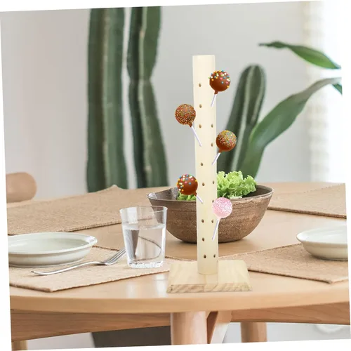 Vista 2 de 1 soporte de exhibición de paletas de madera, soporte resistente para postres para fiestas y eventos, práctico estante de presentación de dulces