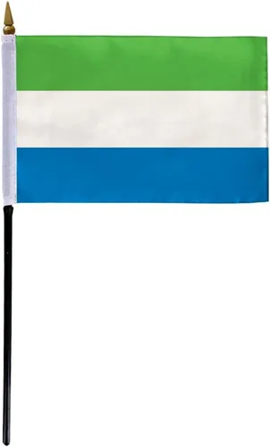 Vista 4 de AGAS - Bandera para automóvil de Sierra Leona de 10.5 x 15 pulgadas, impresa de doble cara en tela de poliéster súper punto, doble costura, plástico