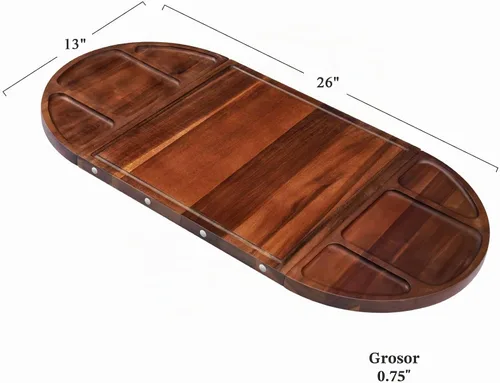 Vista 7 de NiHome Tabla de Charcutería de Madera de Acacia Magnética Grande de 26”x13” en Forma de Espiga, Tablas de Servir para Entretener, Hermoso Juego