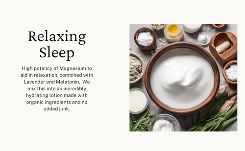 Vista 4 de Loción para dormir de magnesio con lavanda y melatonina, crema de noche de aplicación tópica, alta potencia, materiales orgánicos, tamaño grande