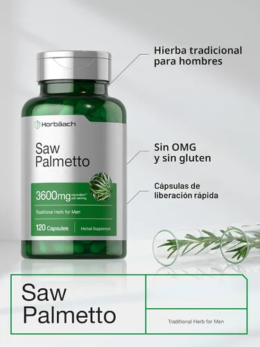 Vista 4 de Horbäach Saw Palmetto Extract 120 cápsulas Fórmula sin OMG y sin gluten de Saw Palmetto Berries