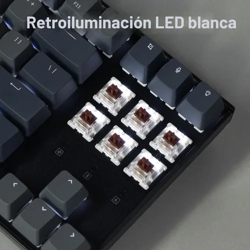 Vista 6 de Keychron Teclado mecánico inalámbrico K8 Tenkeyless para Mac, retroiluminación blanca, Bluetooth, multitarea, teclado para juegos con cable tipo C