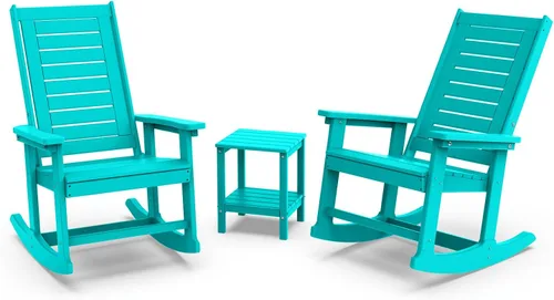 Vista 30 de GREENVINES Oversized Outdoor Rocking Chair, HDPE Rocker, Aqua