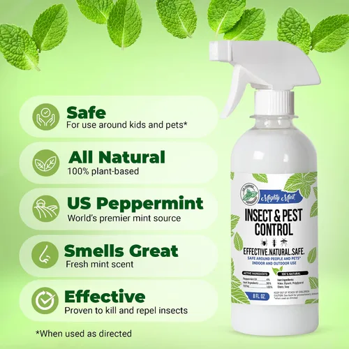 Vista 2 de Aceite de menta para control de insectos y plagas de 8 oz - Spray natural para arañas, hormigas y más (2)