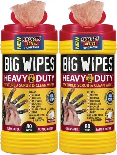 Vista 42 de BIG WIPES Recipiente multisuperficie resistente, paños de limpieza súper absorbentes para manos, superficies y herramientas, recipiente de 80